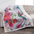 thumbnail image 1 of Hummingbird Floral Sherpa Blanket Bird Colorful Flowers Print Gifts for Women Kids Girls Mom Bedroom Living Room Birthday Mother''s Day Decor Soft Cozy Plush Throw Blanket 50"x60", 1 of 6