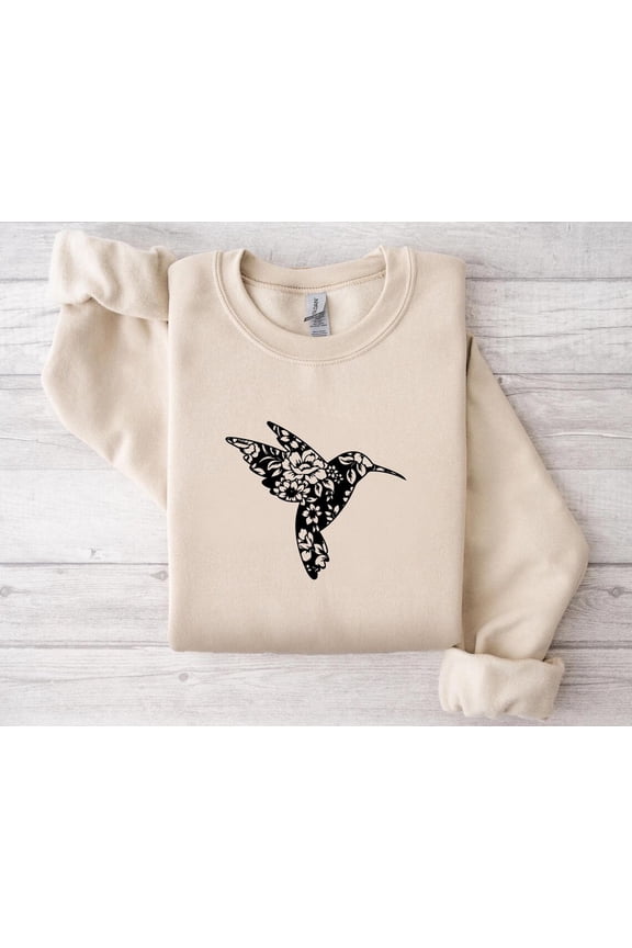 Hummingbird Floral Sweatshirt, Animal Lover Sweater, Bird Sweatshirt, Hummingbird Mandala Sweatshirt, Daughter, Nature Lover Hoodie