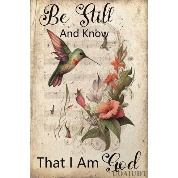 Hummingbird Flower Diamond Art Kits for Adults Beginners Be Still And Know That I Am God 5D Diamond Painting Kits, DIY Paint with Round Full Drill Gem Art for Home Wall Decor Gift 8x12 Inch