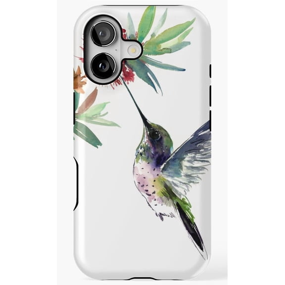 Hummingbird Flower Watercolor Bird Art Phone Case for iPhone 17 16 15 14 13 12 11 Pro Max
