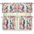 thumbnail image 1 of Hummingbird Flower Window Curtain 3 Piece Pink Hummingbird Spring Curtains Coffee Shop Window Valance and Tier Insulation Curtains for Room S, 1 of 6