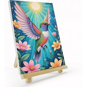 Hummingbird Framed Paint by Numbers Kit for Adults 8x12 Inch | Adult Paint by Number Kits Framed Canvas, Flowers Paint by Number with Easel, DIY Oil Painting by Numbers, Home Wall Decor