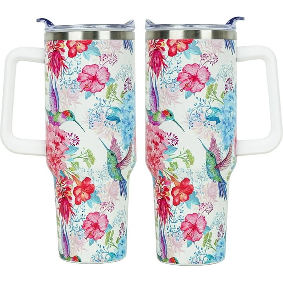 Hummingbird Gifts for Women, Hummingbird Tumbler 40 Oz Tumbler with Handle, Hummingbird Coffee Travel Mug Leak Proof Lid Hummingbird Tumbler for Hummingbird Lovers Gifts for Women
