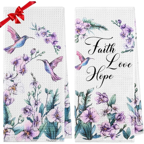 Hummingbird Gifts for Women Spring Kitchen Towels, Hummingbird Kitchen Decor Dish Hand Tea Towels, 16 x 24 Inch Funny Flower Bird Towel for Bathroom Set of 2