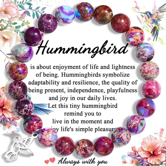 Hummingbird Gifts for Women, Inspirational Hummingbird Bracelet Jewelry Gifts, Christmas Birthday Retirement Gifts for Her Women Friends Sisters Mom