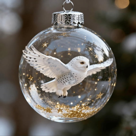 Hummingbird Glass Ball Christmas Tree Ornament - Flying Hummingbird Design with Sparkling Stars,Unique Holiday Decoration for Xmas Tree,Home Decor,Gift