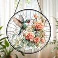 thumbnail image 1 of Hummingbird Glass Suncatcher v14, Bird Nature Window Hanging, Sympathy Memorial, 3.5 in, 1 of 3