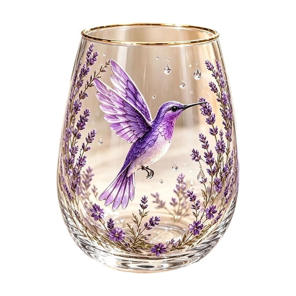 Hummingbird Glass Tea Cup, Embossed Floral Hummingbird Coffee Mug, for Hot & Cold Drinks, Gift for Mom Women Bird Lovers Tea Lovers Hummingbird A