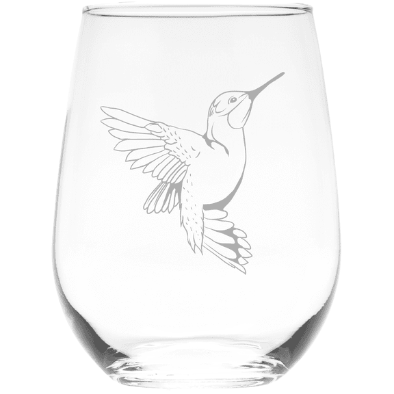 C&M Personal Gifts 17 oz Hummingbird Stemless Wine Glass (Style H3)