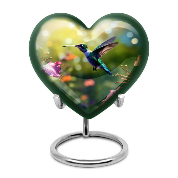 Hummingbird Heart Burial Keepsake, Small Cremation Urns for Ashes, Urns for Ashes Adult Male, Decorative Memorial Urns 3 Inch, 1 Pc
