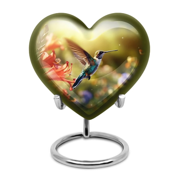 Hummingbird Heart Funeral Keepsake Urn, Miniature Urns for Ashes, Urns for Ashes Adult Female, Decorative Memorial Urns 3 Inch, 1 Pc