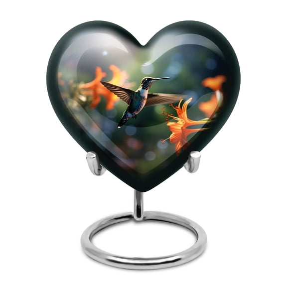 Hummingbird Heart Mini Keepsake, Small Urns for Human Ashes, Urns for Human Ashes Adult Male, Decorative Memorial Urns 3 Inch, 1 Pc
