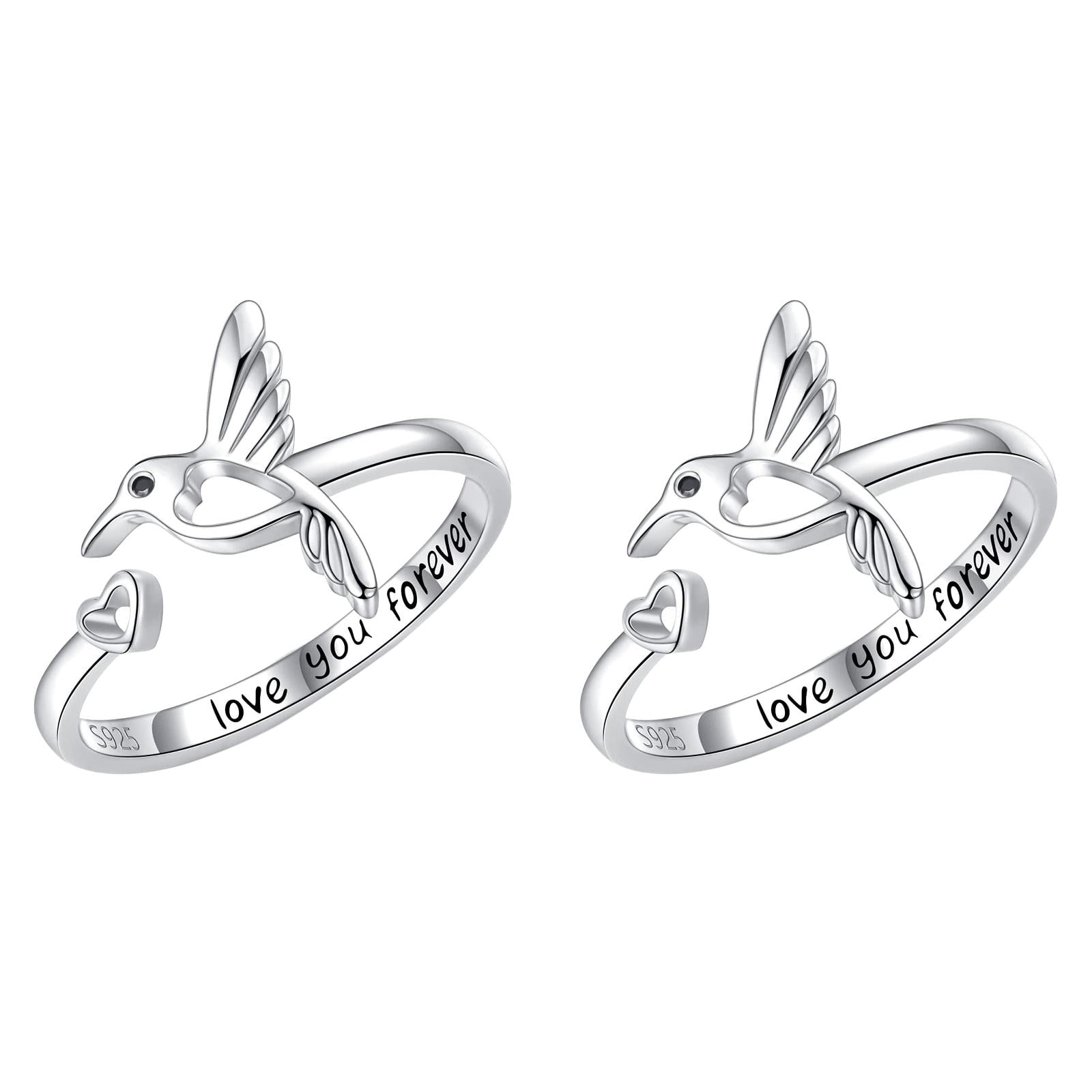 Hummingbird Heart Opening Women's Versatile Heart You Ring Trendy Rings