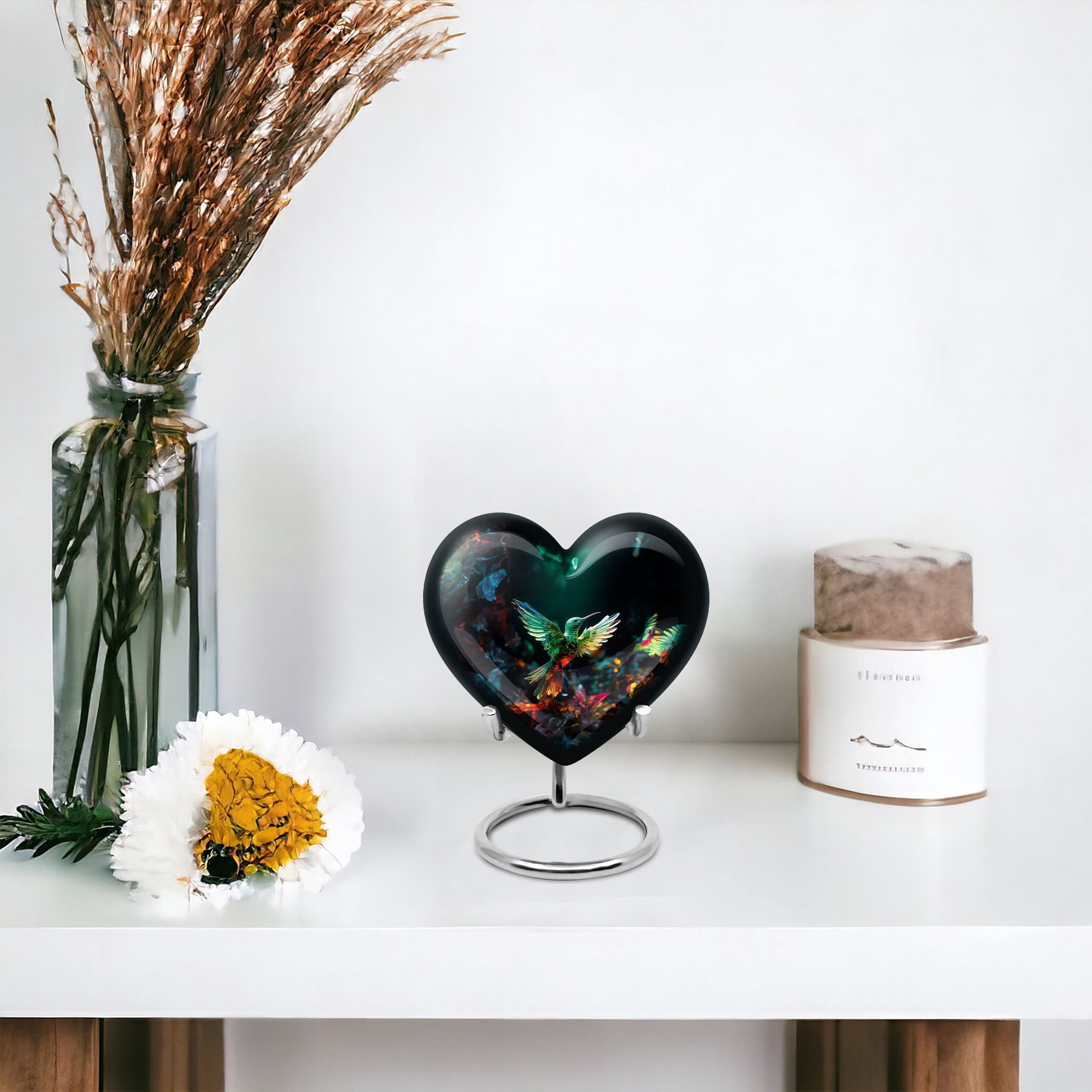 Hummingbird Heart Unique Keepsake, Small Urns for Human Ashes, Cremation Urns for Men, Memorial Burial Urns 3 Inch, Set Of 2