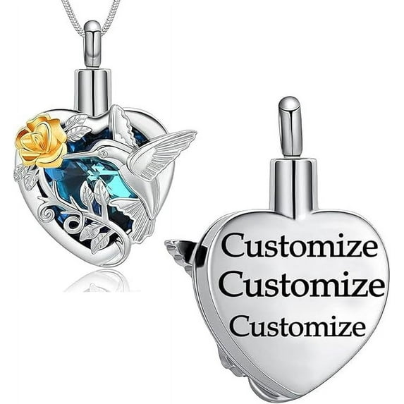 Hummingbird Heart Urn Necklace for Ashes Cremation Jewelry for Women Men Stainless Steel Memorial Necklaces Ashes Holder for Human / Pet with Fill Tool