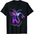 thumbnail image 1 of Hummingbird Holding Purple Ribbon Overdose Awareness T-Shirt, 1 of 4