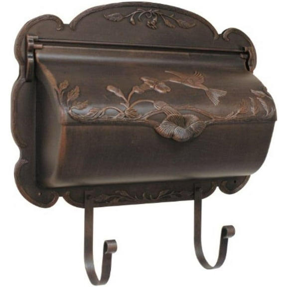 Hummingbird Horizontal Copper Wall-Mounted Mailbox