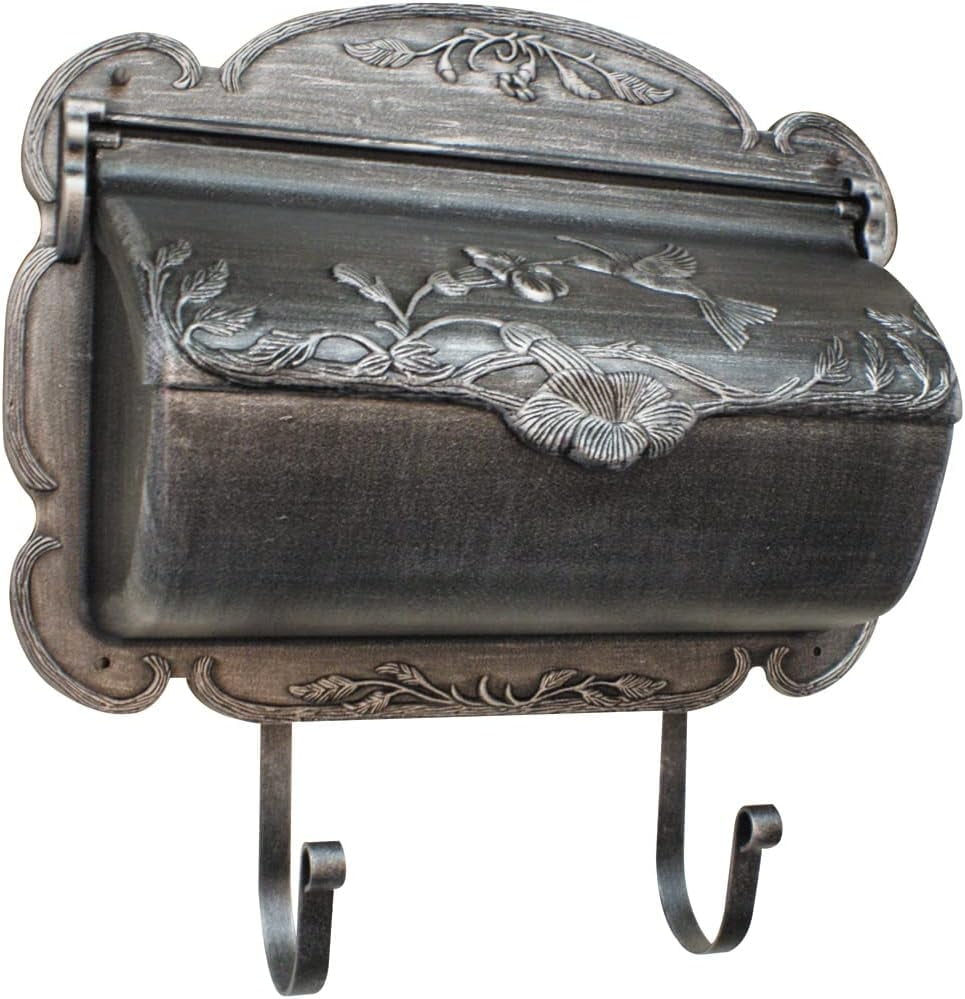 Hummingbird Horizontal Silver Wall-Mounted Mailbox