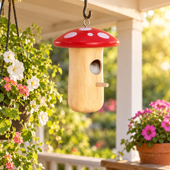 Hummingbird House, Humming Bird House for Outside Hanging, Natural Wooden Hummingbird Nest, Garden Decoration Pet Cottage