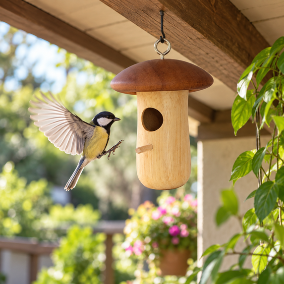 Hummingbird House, Humming Bird House for Outside Hanging, Natural Wooden Hummingbird Nest, Garden Decoration Pet Cottage