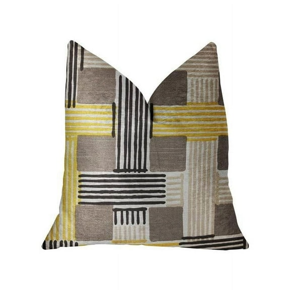 Hummingbird Isle Yellow, Beige & Gray Luxury Throw Pillow, 12 x 20 in.
