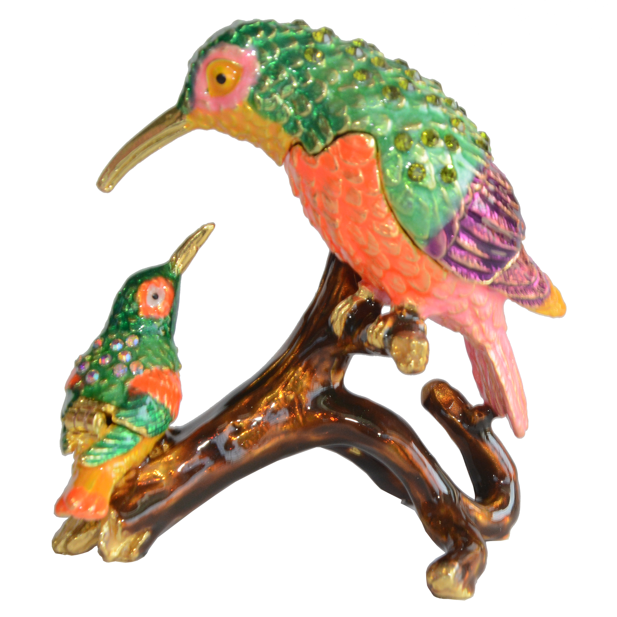 Hummingbird Jeweled Trinket Box with Crystals Collectible Gifts