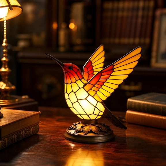 Hummingbird LED Night Light Resin Table Lamp Decorative Bedroom Ambient Lighting Home Decor for Nightstand and Room