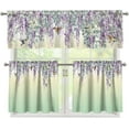 thumbnail image 1 of Hummingbird Lavender Kitchen Curtain Valance and Tiers Set of 3, Light Blocking Window Treatment Tiers Easy Installation for Kitchen Decor 36 inch Length, 1 of 6