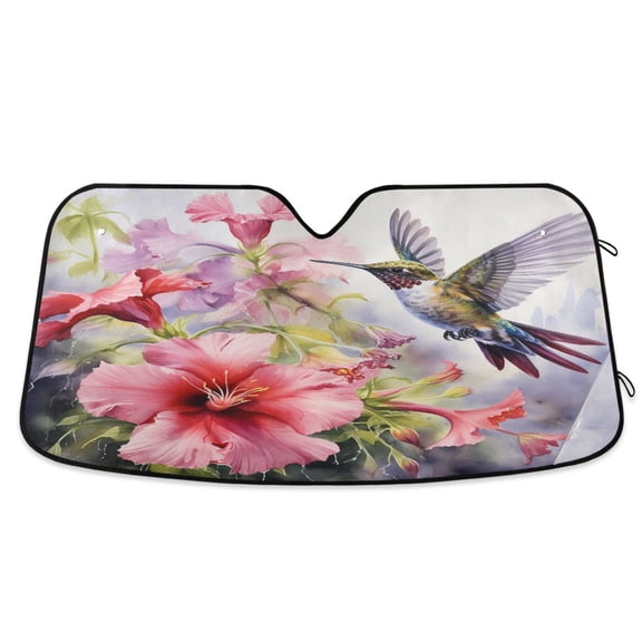 Hummingbird Lily Floral Car Windshield Sun Shade Foldable Car Front Window Visor Heat and UV Protection 53x23.5