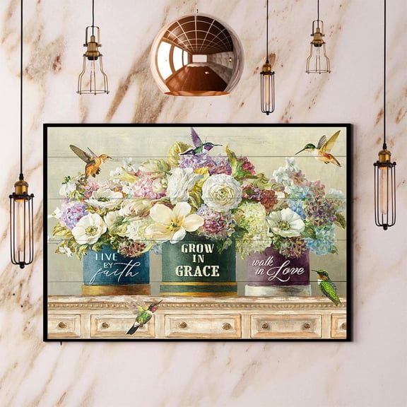 Hummingbird Live By Faith Grow In Grace Walk In Love Paper Poster No Frame Matte Wall Art Decor 11 x 17 Inch Poster