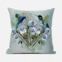 Hummingbird Love Indoor/Outdoor Pillow with Removable Cover in Green Blue16x16