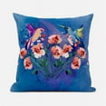 thumbnail image 1 of Hummingbird Love Throw Pillow with Removable Cover in Blue Pink Gray 16x16, 1 of 5