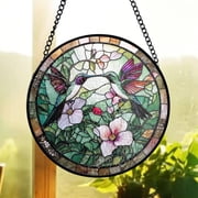 Hummingbird Lover Stained Glass Suncatcher, Bird Watcher Gift Suncatcher, Couple Anniversary Window Hanging, Romantic Gift For Wife