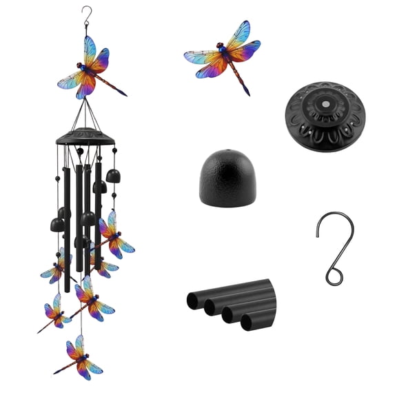 Hummingbird Metal Wind Chime, Hand-Painted Colorful Garden Decor, Indoor Outdoor Hanging Bell Ornament, Unique Patio Wall Sculpture, Artistic Gift