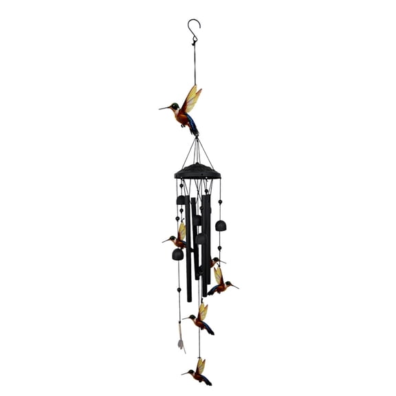 Hummingbird Metal Wind Chime with Hand-Painted Vibrant Colors, Outdoor Indoor Decor for Garden Patio Balcony Window, Rust-Resistant Durable Steel Hanging Decoration
