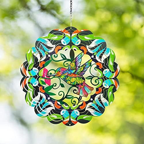 Hummingbird Metal Wind Spinners - Hummingbird Gifts for Women Mom Grandma Wife, Hanging Wind Spinner for Outdoor & Indoor Decorations, 12 inch for Ornament