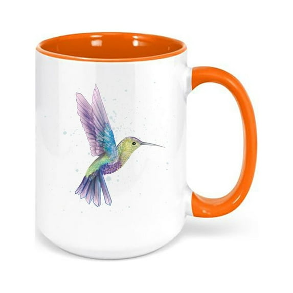 Hummingbird Mug, Watercolor Hummingbird, Hummingbird Lover, Gift For Her, Birthday Gift, Bird Lover, Hummingbird Coffee Cup, Bird Mug, ORANGE