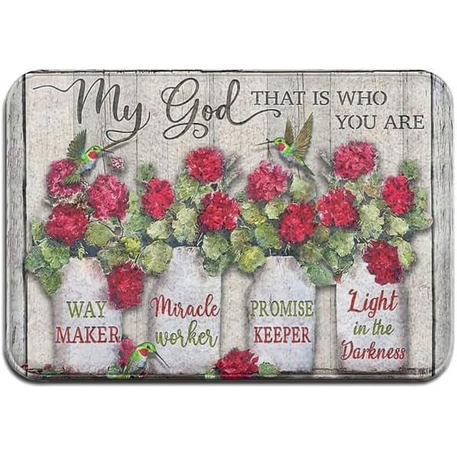 Hummingbird My God Flowers Front Door Mat Outdoor Waterproof Durable