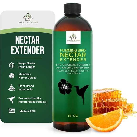Hummingbird Nectar Extender  Extends Nectar Life and Attracts Hummingbirds Naturally All Organic Keeps Fresh Longer - Enjoy Clear Without Frequent Changes  16 oz Bottle