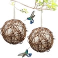 thumbnail image 1 of Hummingbird Nest Bird Nesting Material Holder Alpaca Fiber Bird Nesting Bluebird Nesting Box Hummingbird House 3" Brown Birds Gnawing Toys Hanging Rattan Balls Drawing Bird Nests 8cm (2 Pcs), 1 of 5