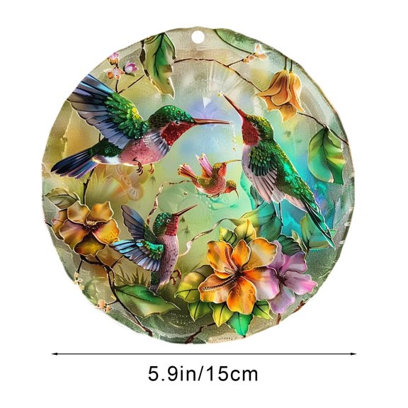 Hummingbird Ornament, Bird Ornaments for Tree, Humming Birds Suncatcher Decoration, Acrylic Hanging Pendant Gifts for Birds Lovers (F)