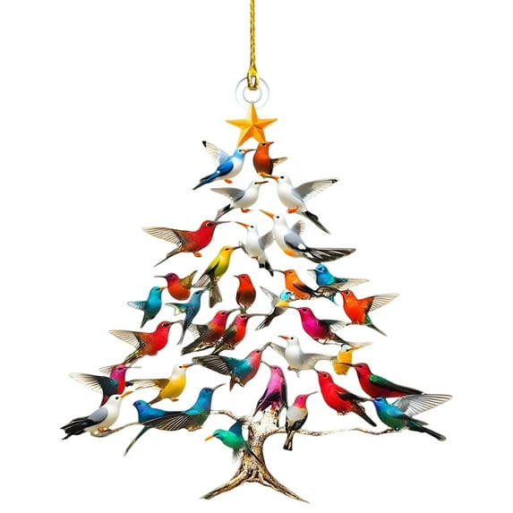 Hummingbird Ornament, Stacked Hummingbird Ornament for Christmas, Colorful Hummingbirds Tree Decor, Home Decor, Outdoor Christmas Festival Gifts