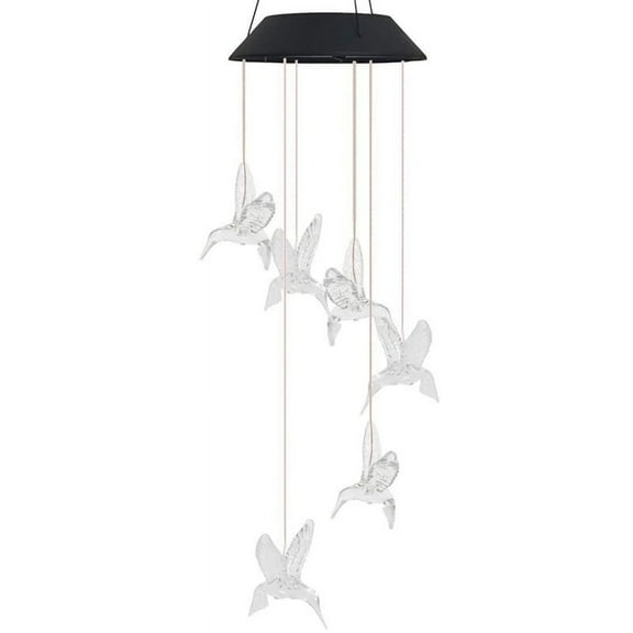 Hummingbird Outdoor Solar Lights, Solar Wind Chime Lights, Hanging Gifts for Mom and Grandma Transparent