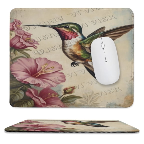 Hummingbird Painting Mouse Pad, Cute Hummingbird Mousepad for Design, Anti-Slip Rubber Base Wireless Mouse Pads for Laptop 10"x12"