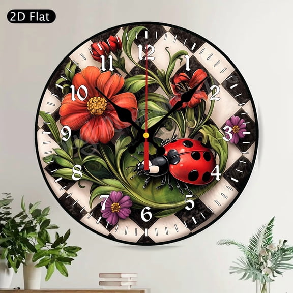 Hummingbird Pansy Floral Silent Round Wall Clock Purple Turquoise Nature Home Decor