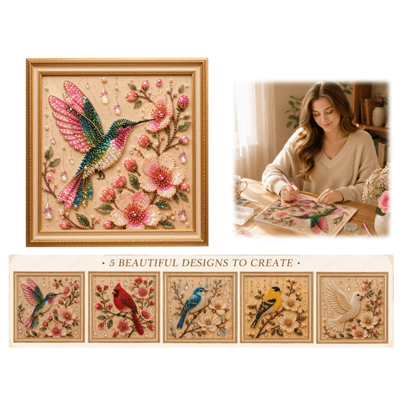 Hummingbird Pearl Art DIY Kit, DIY Pearl Art Painting Set With Bird Design, Beaded Craft Kit For Adults Beginners, Ideal For Home Wall Decor And Handmade Craft Lovers
