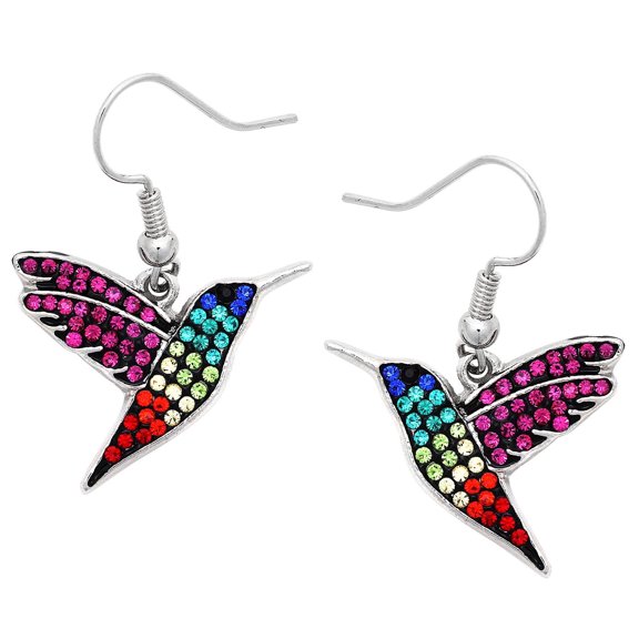 Hummingbird Earring Rhinestone Crystal Rhodium Plated E2932