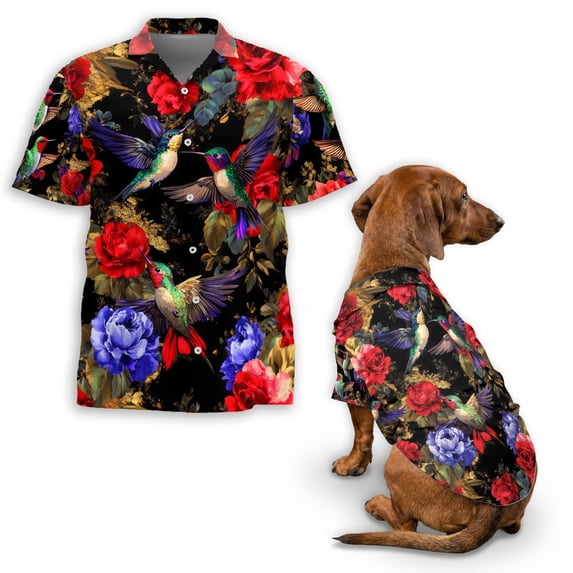 Hummingbird Peonies Hawaiian Shirt, Floral Bird Shirt, Tropical Summer Shirt, Unique Beach Shirt for Men & Women, Vibrant Floral Aloha Shirt