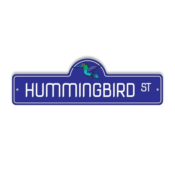 Hummingbird Plastic Street Sign - 7 Inch X 20 Inch Gift Bird Nature Wildlife Garden Flight Cute Decor Outdoors Small Petal Feeder Fast