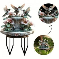 Hummingbird Playing in The Water Garden Statue Acrylic Floor Insertion，Outdoor Yard Decor Indoor Outdoor Lawn Pathway Patio Ornaments Mothers Day Ideal Gifts